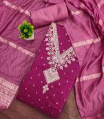 Pink woven cotton semi stitched churidar dress-materials
