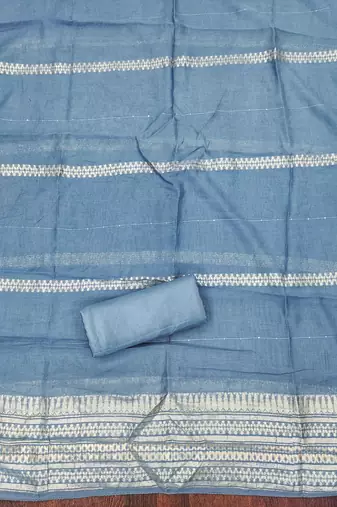 Teal-blue woven cotton churidar dress-materials