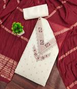 White woven cotton semi stitched churidar dress-materials