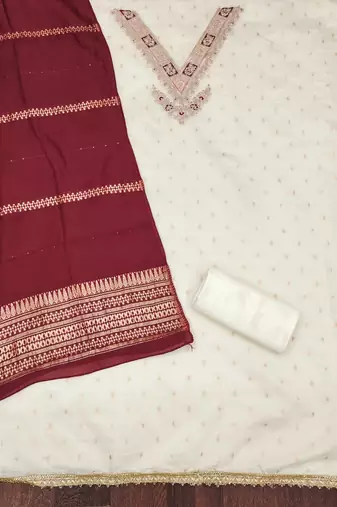 White woven cotton churidar dress-materials