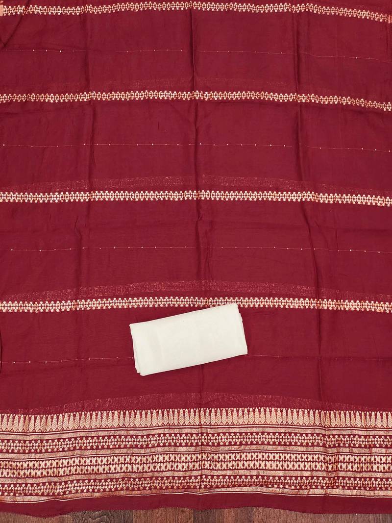 White woven cotton semi stitched churidar dress-materials