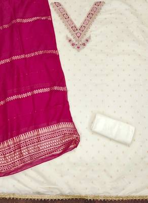 White woven cotton churidar dress-materials 2