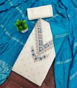 White woven cotton semi stitched churidar dress-materials