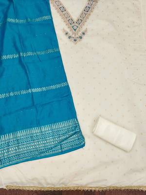 White woven cotton churidar dress-materials 2