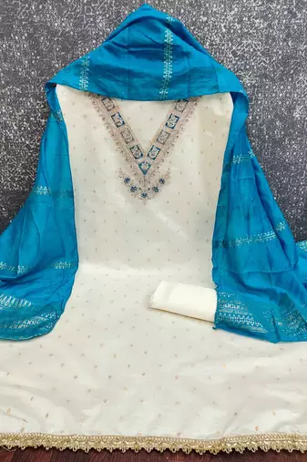 White woven cotton churidar dress-materials