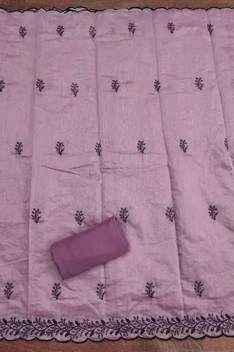 Lavender embroidered cotton churidar dress-materials