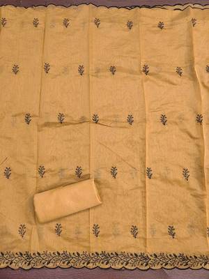 Mustard embroidered cotton churidar dress-materials 4