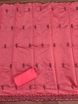 Pink embroidered cotton churidar dress-materials 4