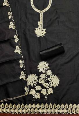Black embroidered cotton churidar dress-materials 2