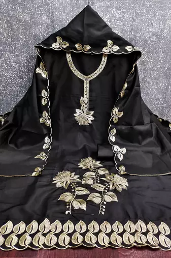 Black embroidered cotton churidar dress-materials