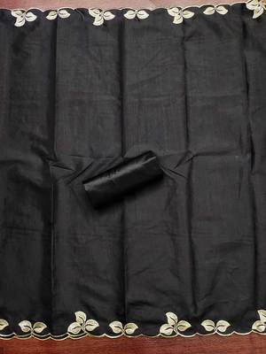 Black embroidered cotton churidar dress-materials 4