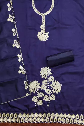 Blue embroidered cotton churidar dress-materials