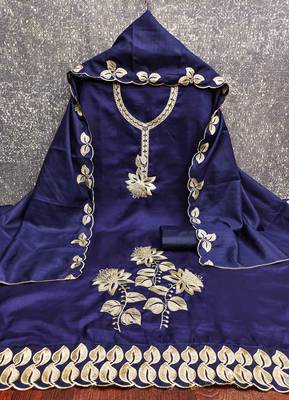 Blue embroidered cotton churidar dress-materials 3