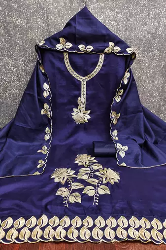 Blue embroidered cotton churidar dress-materials