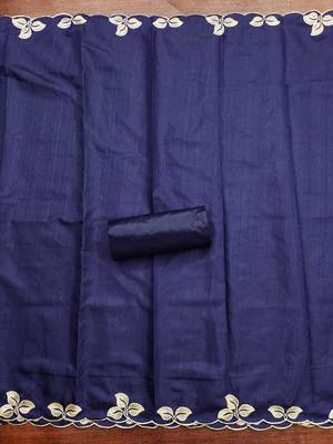 Blue embroidered cotton churidar dress-materials 4