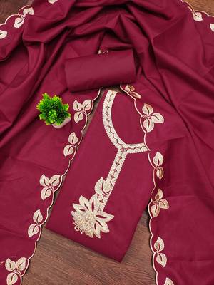 Maroon embroidered cotton churidar dress-materials 1