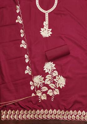 Maroon embroidered cotton churidar dress-materials 2