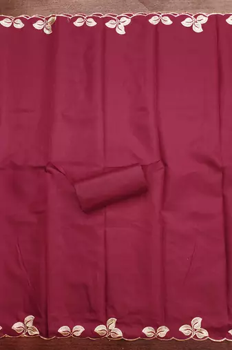 Maroon embroidered cotton churidar dress-materials