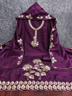 Purple embroidered cotton churidar dress-materials 3