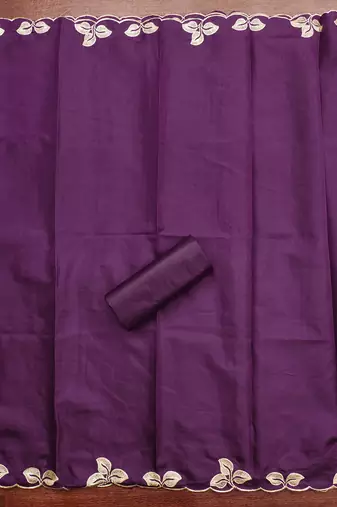 Purple embroidered cotton churidar dress-materials