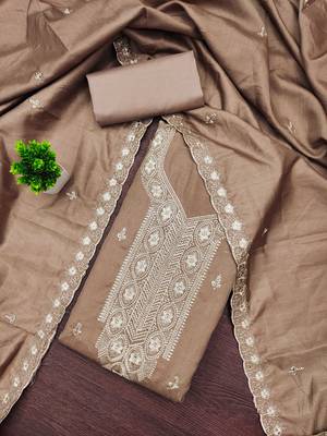 Grey embroidered cotton churidar dress-materials 1