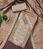 Grey embroidered cotton semi stitched churidar dress-materials