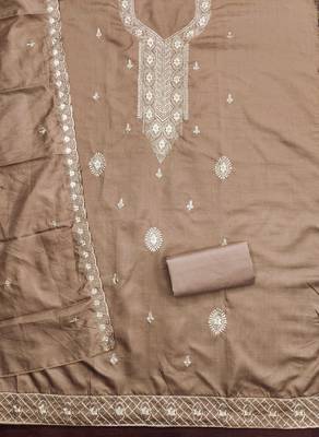 Grey embroidered cotton churidar dress-materials 2