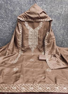 Grey embroidered cotton churidar dress-materials 3