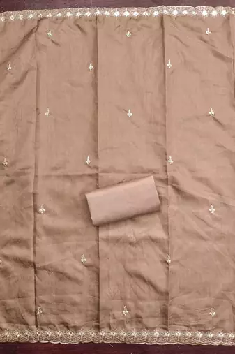 Grey embroidered cotton churidar dress-materials