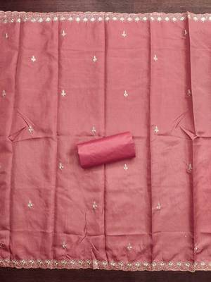 Pink embroidered cotton churidar dress-materials 4