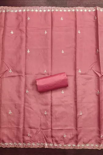 Pink embroidered cotton churidar dress-materials