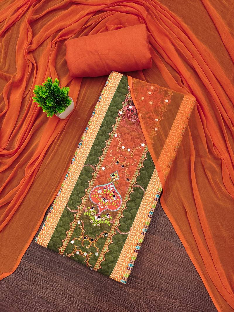 Multicolor printed rayon semi stitched churidar dress-materials