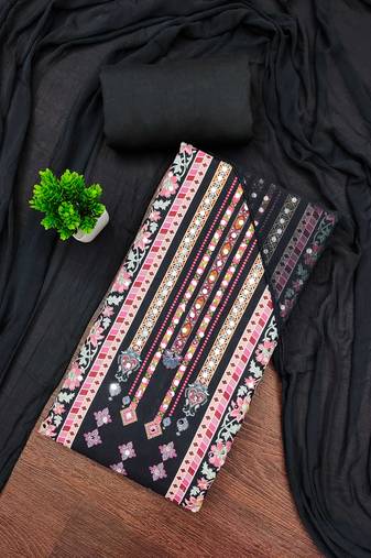 Multicolor printed rayon semi stitched churidar dress-materials