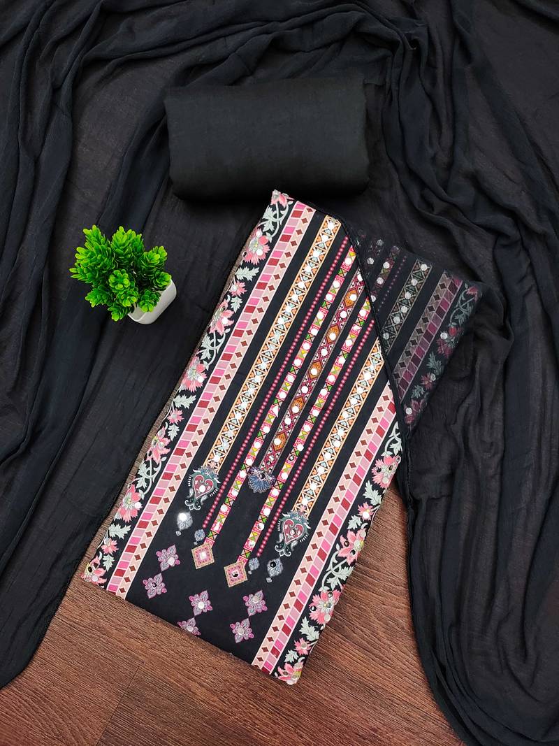 Multicolor printed rayon semi stitched churidar dress-materials