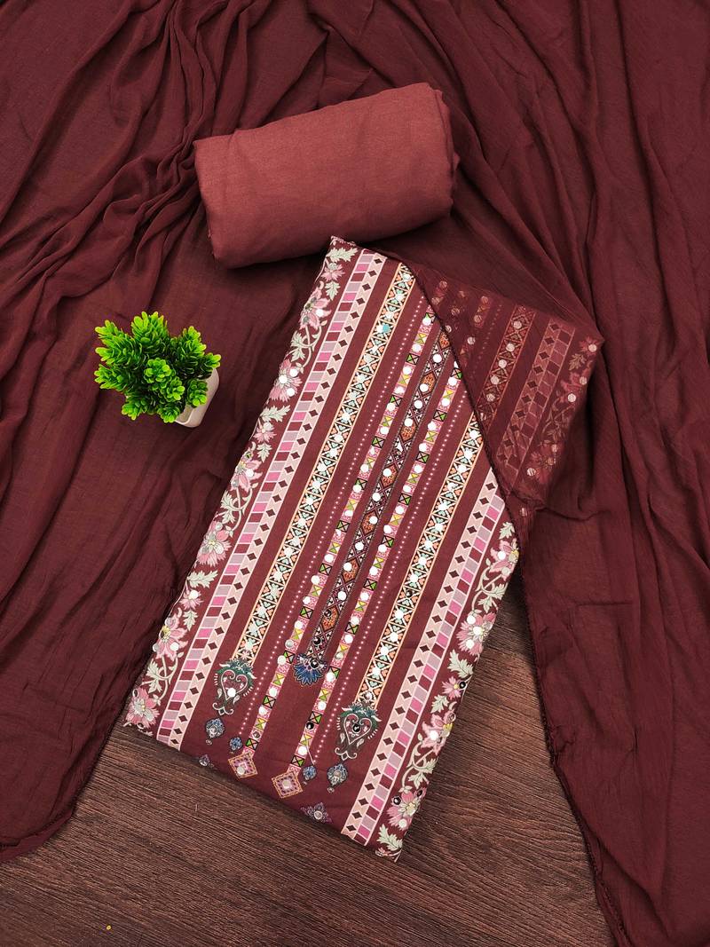 Multicolor printed rayon semi stitched churidar dress-materials