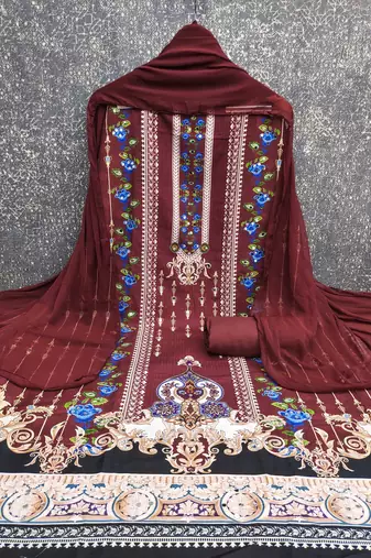Multicolor printed rayon churidar dress-materials