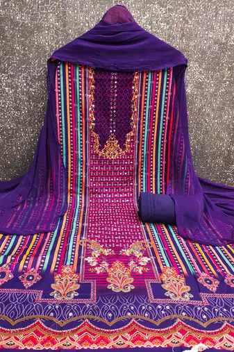 Multicolor printed rayon churidar dress-materials