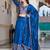 blue thread embroidered silk festive lehenga set choli with dupatta