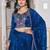 blue thread embroidered silk festive lehenga set choli with dupatta