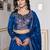 blue thread embroidered silk festive lehenga set choli with dupatta