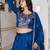 blue thread embroidered silk festive lehenga set choli with dupatta