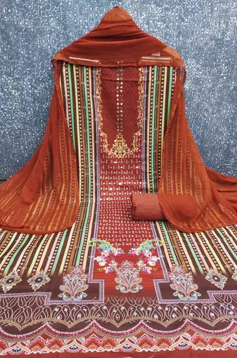 Multicolor printed rayon churidar dress-materials
