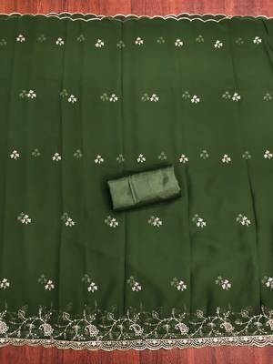 White embroidered georgette churidar dress-materials 3