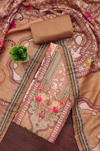 Multicolor printed cotton semi stitched churidar dress-materials