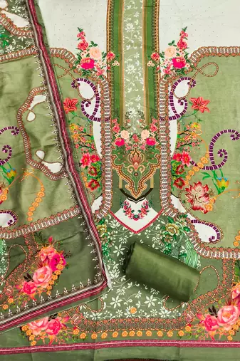 Multicolor printed cotton churidar dress-materials