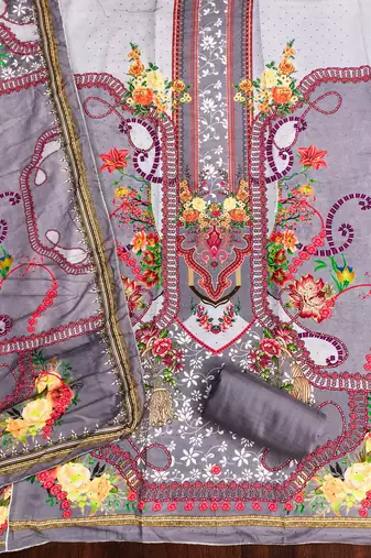 Multicolor printed cotton churidar dress-materials