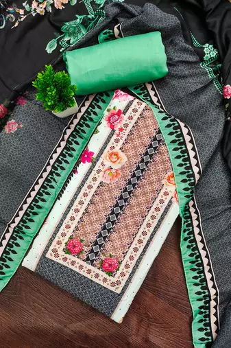 Multicolor printed cotton semi stitched churidar dress-materials