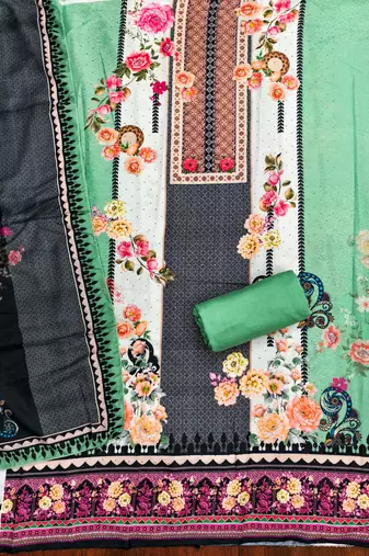 Multicolor printed cotton churidar dress-materials