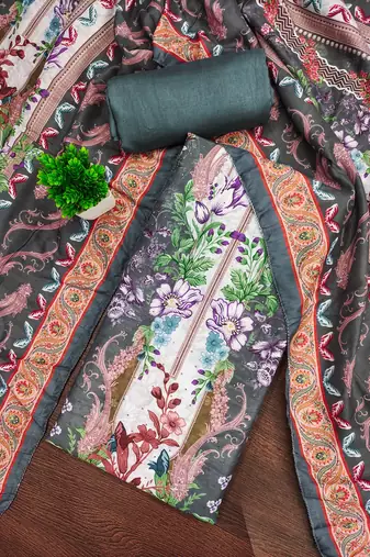 Multicolor printed cotton semi stitched churidar dress-materials