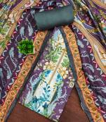 Multicolor printed cotton semi stitched churidar dress-materials